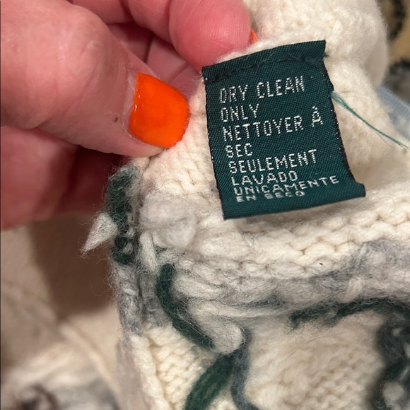 Vintage Ralph Lauren Cream and Blue Winter Cardigan - Picture 10 of 11